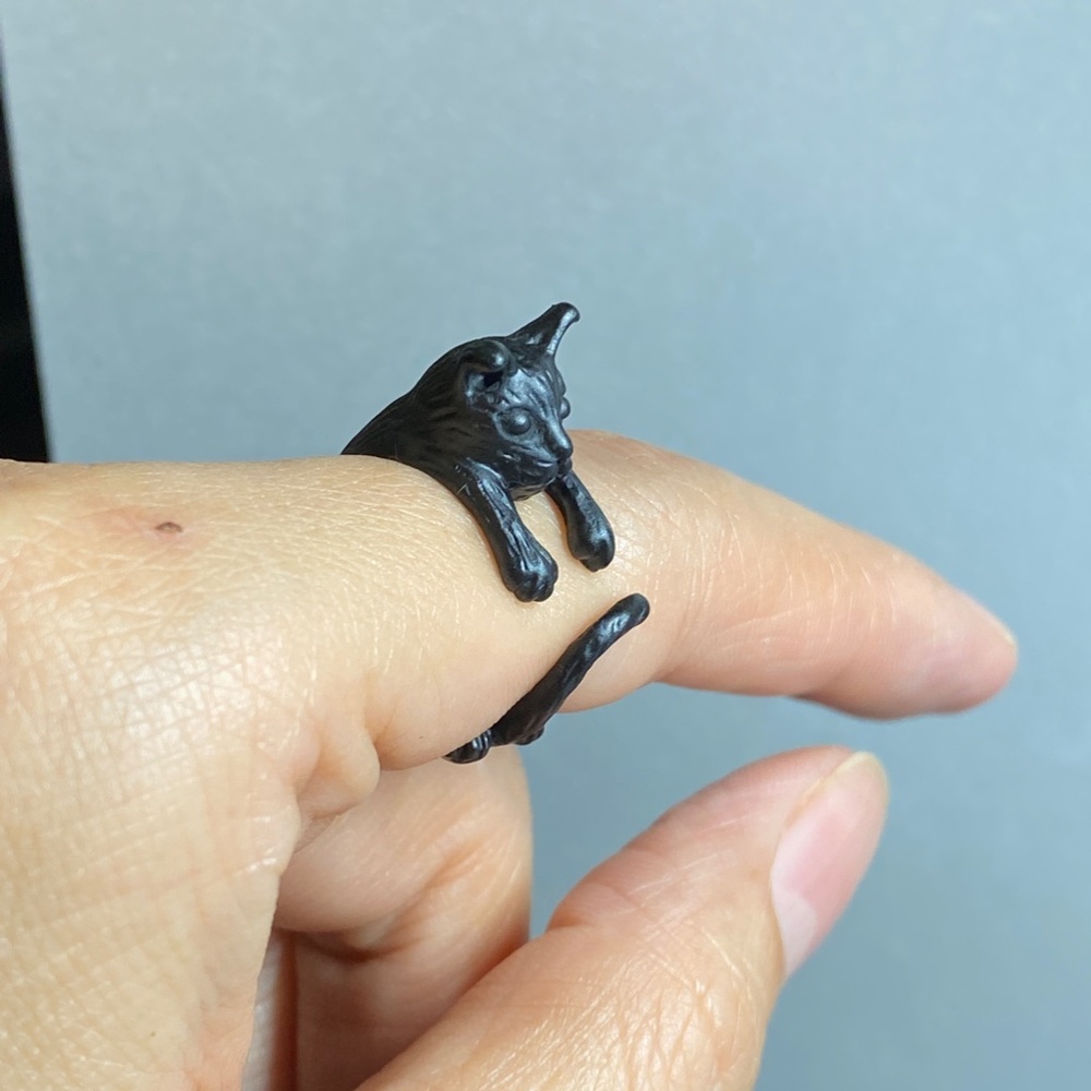 Black Cat Open Ring,Silver Adjustable Ring,Silver… - image 2